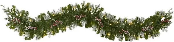 6ft. LED Snow Dusted Pinecones & Berries Garland