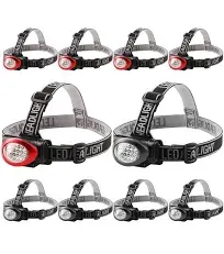 Headlamp, 10 Pack 12 LED 3 Mode Portable Head Lamp Flashlight, Outdoor