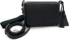 New Tory Burch Thea Flap Black Pebbled Leather Medium Crossbody