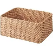 無印良品 MUJI 47381306 Overlapping Rattan Rectangular Basket, Medium (V) Approx. Width 14.2 x Depth 10.2 x Height 6.3 inches (36 x 26 x 16 cm)