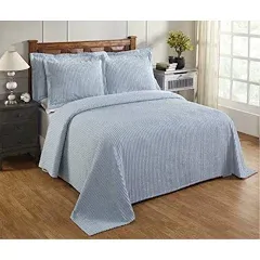 Better Trends Chenille Bedspreads Queen, Jullian Collection Bold Stripes Design in Sage - Super Soft, Lightweight Bedspreads, 100% Cotton Tufted Cotton Bedspreads & Bedding