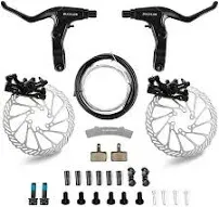 BUCKLOS Mountain Bike Disc Brake kit, MTB Mechanical Line Pulling Disc Brakes Caliper with Aluminum Alloy Levers /160mm Rotor,/is/PM Universal Adapter for Ebike/Folding Bike/Scooter/Fat Bike