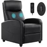 Sweetcrispy Recliner Chair for Adults, Massage PU Leather Small Recliner Home Theater Seating with Lumbar Support, Adjustable Modern Reclining Chair