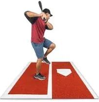 GoSports Baseball/Softball Turf Batting Mat - 6 ft x 5.5 ft Switch Hitting Design with Reversible Home Plate