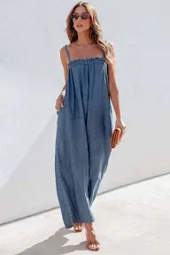 Cupshe Denim Wide Leg Cami Jumpsuit