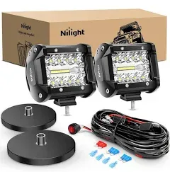 Nilight 2pc 4Inch Triple Row Lights 60W Flood Spot Combo 6000LM Bar Driving Boat LED