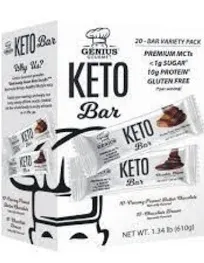 Genius Gourmet Keto Bar Variety 20 Count