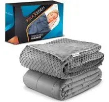 RELAX Adult Cotton Weighted Blanket w/ Navy Cover, 60x80In, 15Lb, Gray(Open Box)