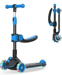  KS3 Pro Folding Kick Scooter for Kids, One Key Removable Seat &amp; 3 Extra Blue