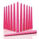 CANDWAX 10 inch Taper Candles Set of 12 - Dripless Taper Candles and Unscented Candlesticks - Perfect As Dinner Candles and Household Candles - Pink