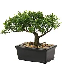 Artificial Bonsai Tree Juniper Faux Plants Indoor Small Fake Plants Decor wit...