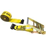 US Cargo Control 4 Inch Flat Hook Ratchet Strap, 4 Inch x 30 Foot, Yellow Heavy Duty Ratchet Straps with Black Flat Hooks, 5,400 lbs. Working Load Limit, Tie Down Straps for Flatbed Trailer