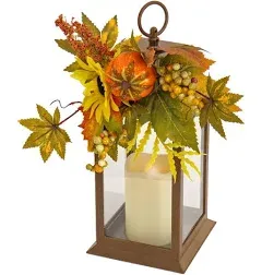 National Tree Company 14" Sunflower and Pumpkin Decorated Harvest Lantern