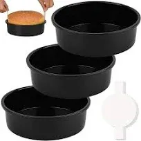 Cake Pan - Set of 3 Round Cake Pans with 100 Pieces Parchment Paper, Non 8 Inch