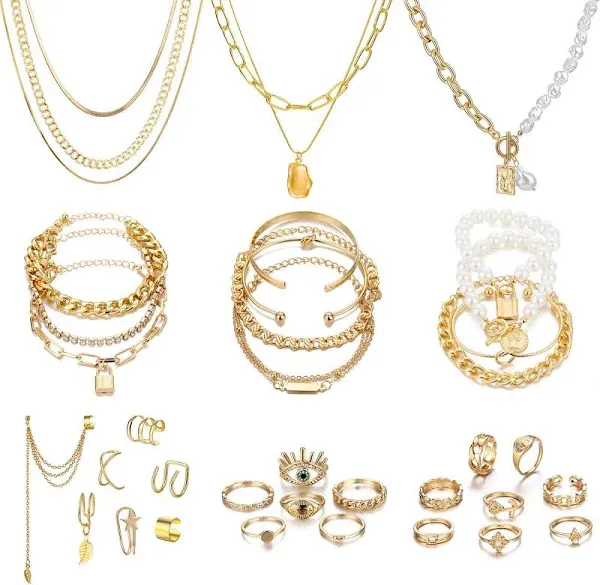 36 Pcs Gold Plated Jewelry Set