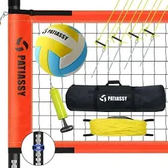 Portable Professional Outdoor Volleyball Net Set w/ Adjustable Height Poles Ball