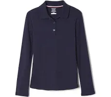 French Toast Girls Long Sleeve Interlock Polo with Picot Collar