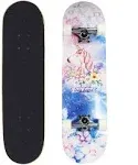 Dreambeauty 31 inch Pro Skateboard Complete,7 Layer Maple Wood Double Kick Concave Skateboards, Tricks Skateboards for Teens, Be, Maple