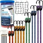 GOEASY0312 Premium Bungee Cords Heavy Duty - 17 Piece Bungee Cords with Hooks in A Storage Jar Includes 10", 18", 24", 30", 36", 48" Bungie Cord &