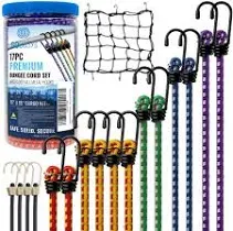 GOEASY0312 Premium Bungee Cords Heavy Duty - 20 Piece Bungee Cords with Hooks in A Storage Jar Includes 10 inch, 18 inch, 24 inch, 30 inch, 36 inch,