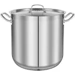 Stainless Steel Cookware Stockpot - 40 Quart, Heavy Duty Induction Pot, Soup Pot with Stainless Steel Lid