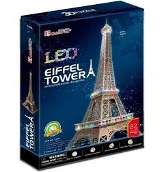 CUBIC FUN Eiffel Tower Paris France 3D LED Puzzle 84pc New Sealed Cubicfun