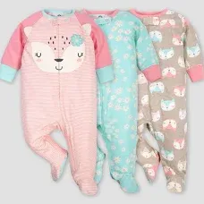 Gerber 3-Pack Baby Girls Fox Sleep 'N Plays