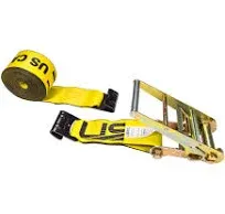 Rol 4 Inch X 30 Foot Heavy Duty Yellow Ratchet Strap With Flat Hooks