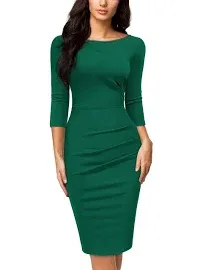 Miusol Women's Retro Ruffle Style Slim Work Pencil Dress