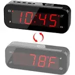 KWANWA Small Digital Alarm Clock for Travel with LED Temperature or Time Display