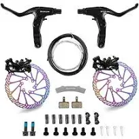 BUCKLOS Mountain Bike Disc Brake kit, MTB Mechanical Line Pulling Disc Brakes Caliper with Aluminum Alloy Levers /160mm Rotor,/is/PM Universal Adapter for Ebike/Folding Bike/Scooter/Fat Bike