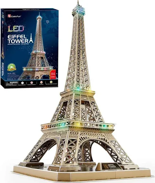 EIFFEL TOWER  LED 3D Puzzle (2000s, Kit) BRAND NEW: 15.4&#034; X 14.2&#034; X 30.7&#034;: 14+