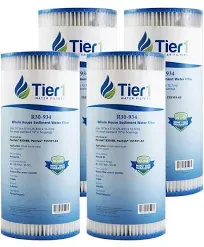 Tier1 30 Micron 10 Inch x 4.5 Inch Pleated Polyester Whole House Sediment Water Filter Replacement Cartridge