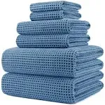  Oversize, 60 x 30 in., Quick Dry Lint Free Microfiber Bath Towel Set, 6 Blue