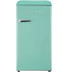 Galanz Retro Compact Refrigerator with Freezer, Energy Efficient Mini Fridge for Bedroom, Dorm, Office, Skincare, and Drinks, 3.3 Cubic Feet, Green