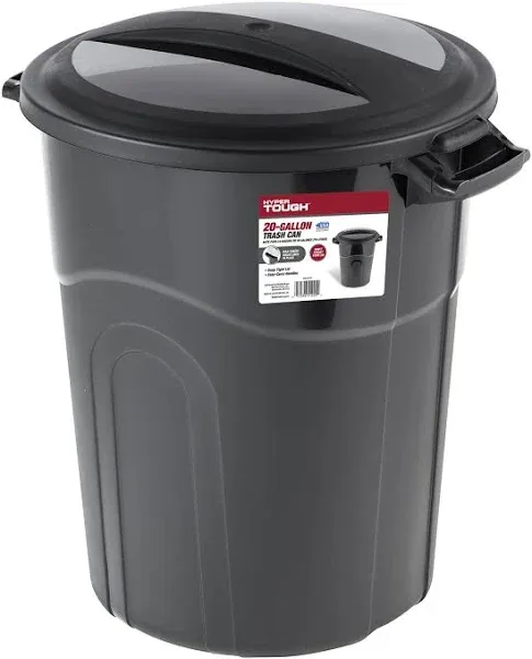 Hyper Tough 20 Gallon Heavy Duty Plastic Garbage Can, Included Lid, Black