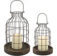 Stonebriar Brown Wire Metal Cloche Set - Set of 2