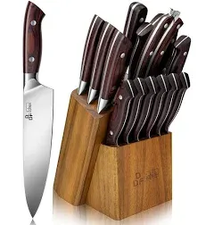 DDF iohEF Kitchen Knife Set, 16-Piece Knife Sets for Kitchen with Block Japan...