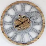 Wall Clock 36 inch Wood & Stone