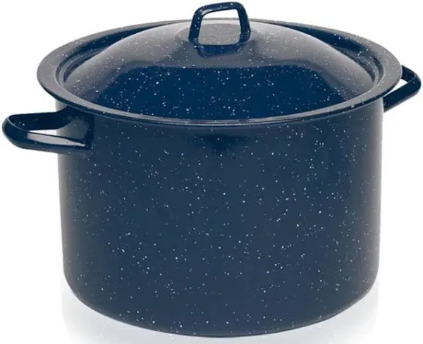 Imusa Blue Speckled Enamel Stock Pot 6 Quart, Blue