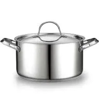 18/10 Stainless Steel Stockpot 6-Quart, Classic Deep Cooking Pot Canning Cookwar