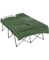 Outsunny 2-Person Folding Camping Cot Portable Outdoor Bed Set with Sleeping Bag, Inflatable Air Mattress, Comfort Pillows and Carry Bag