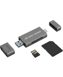 JJC UHS-II SD Micro SD Card Reader, 3-in-1 USB 3.1 USB-C Type-C 3.1 Micro USB 2.0 ...