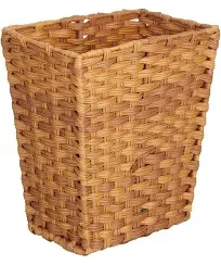 mDesign Woven Rectangle Decorative Garbage Wastebasket Trash Bin - Camel