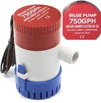 Jamgoer Marine DC Submersible Boat Bilge Water Pump 750 GPH 12V Cruise Ship Yacht Drainage Pump 3/4 inch Hose Outlet for RV Caravan Marine Yacht