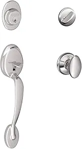 SCHLAGE Plymouth Single Cylinder Handleset and Siena Knob, Bright Chrome (F60 PLY 625 SIE)