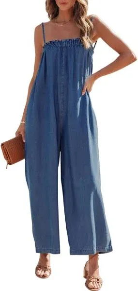 Cupshe Women's Denim Wide Leg Cami Jumpsuit