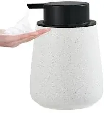 12Oz Ceramic Liquid Soap Dispenser - Modern Lotion Hand Soap Dispenser with Easy-to-Press Black Pump, Reusable and Refillable Dish Soap Dispenser for Bathroom & Kitchen, Speckled Matte Beige