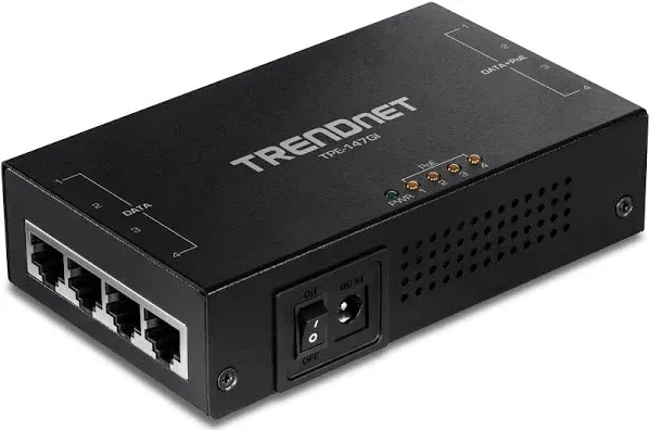 TRENDnet TPE-147GI 65W 4-Port Gigabit PoE+ Injector