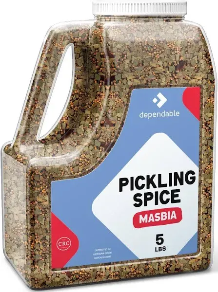 Dependable Food Pickling Spice 5 Lb. Jar Bulk Size Kosher Premium Pickling Seasoning for Chefs & Restaurants